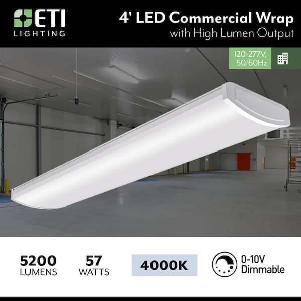 ETI LIGHTING 4 ft. 5200 Lumens Garage Light LED White Wraparound