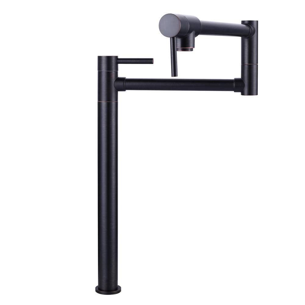 Brass Deck Mount Pot Filler Kitchen Faucet with 2-Handles and Swing Arms Folding Island Faucet in Oil Rubbed Bronze price history on PriceWatchPro