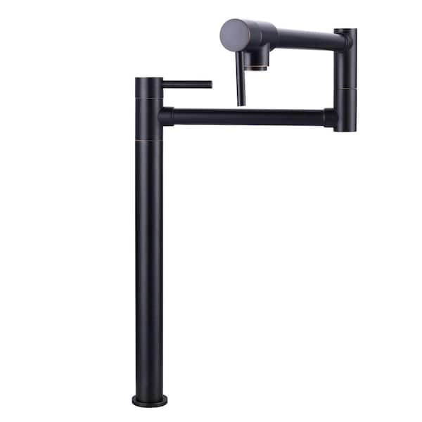 IVIGA Brass Deck Mount Pot Filler Kitchen Faucet with 2-Handles and Swing Arms Folding Island Faucet in Oil Rubbed Bronze