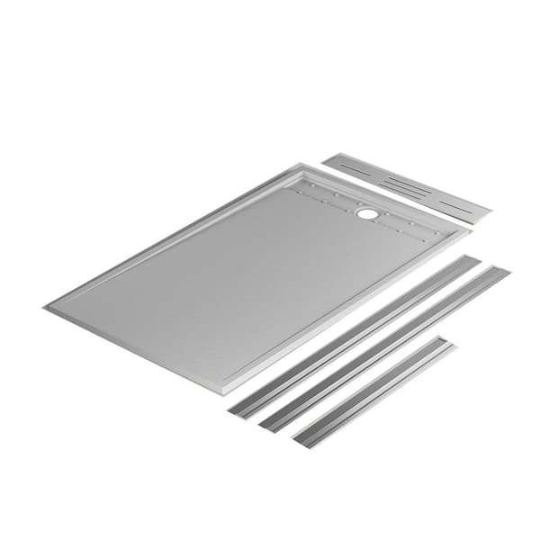 60 in. L x 36 in. W Alcove Shower Pan Base, with Left/Right Drain, Low Profile, Wheelchair Accessible in White