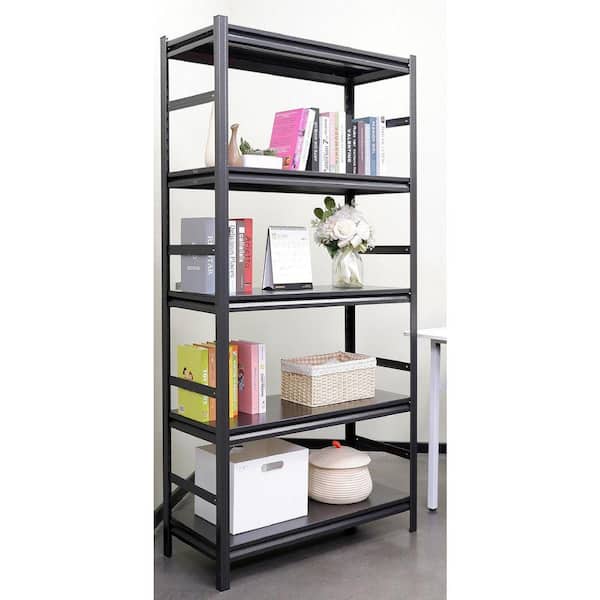 Storage Shelves 5-Tier Heavy Duty Metal Shelving Unit Adjustable Shelving Units and Storage Rack in Black
