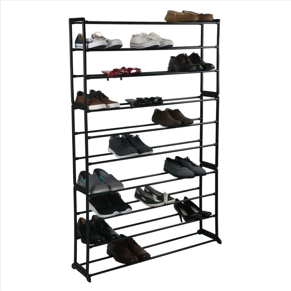 GoDecor Tall Shoe Rack Organizer, Garage Shoe Shelf Large Capacity, Large Shoe  Rack with 3 Rows & Hooks, Storage Boot Rack Shelf 50-55 Pairs Black -  godecor