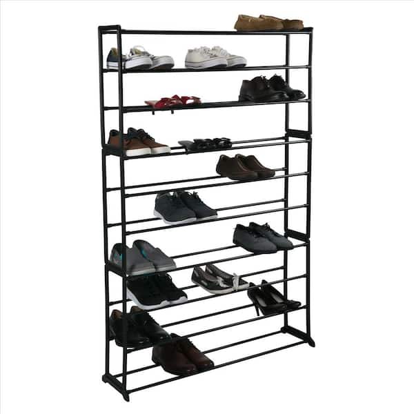1pc 8-tier 7-grid Shoe Storage Combination Coat Rack With Black Frame And  Simple Assembly, Modern Minimalist Style Shoe And Hat Racks For Household  Use