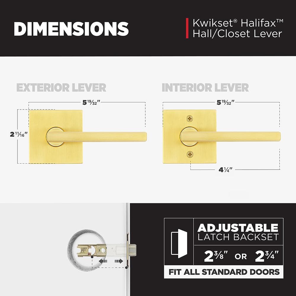 Satin Brass Contemporary Passage Door Handle Lever