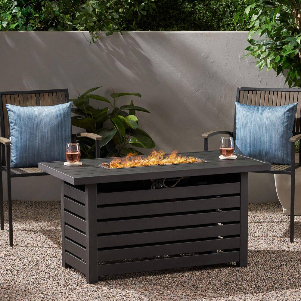 Black 47 in. Rectangle Metal Outdoor Fire Pit Table, Propane Gas 30,000 BTU Fire Pit for Deck, Internal Tank Location price history on PriceWatchPro