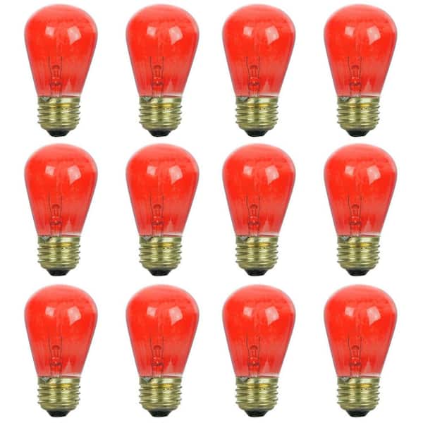 Sunlite 11-Watt S14 Incandescent Dimmable Transparent Red Party Bulbs for String Lights Mercury Free Light Bulb (12-Pack)