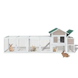 122 in. Large Wooden Chicken Coop Pet Cage Backyard with Nesting Box, Gray