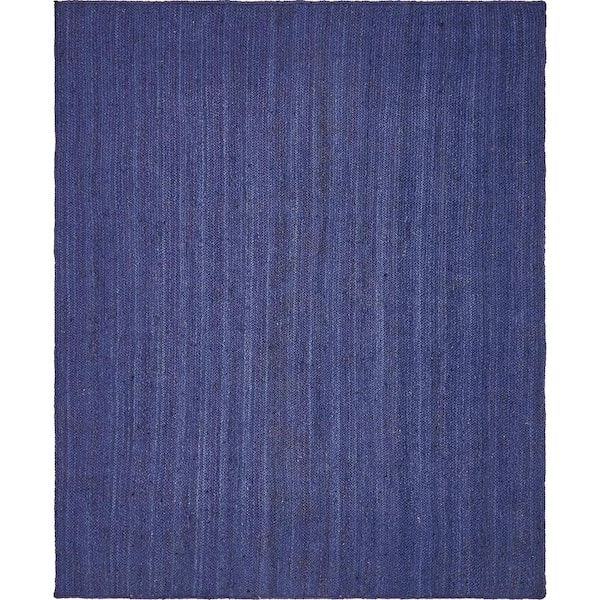 Unique Loom Braided Jute Dhaka Navy Blue 8' 0 x 10' 0 Area Rug