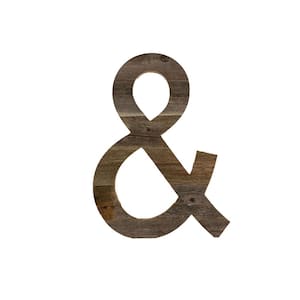 Rustic Large 16 in. Free Standing Natural Weathered Gray Monogram Wood Letter "&" Decorative