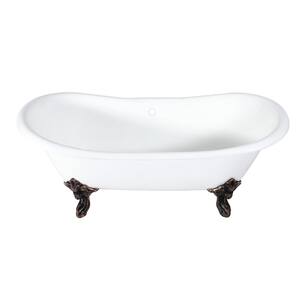 Traditional 72 in. Cast Iron Double Slipper Clawfoot Bathtub in Oil Rubbed Bronze