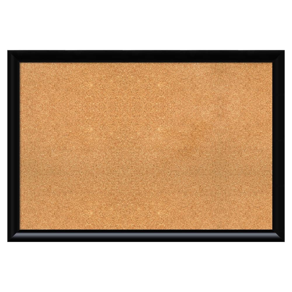 Amanti Art Steinway Black Scoop Wood Framed Natural Corkboard 39 in. x