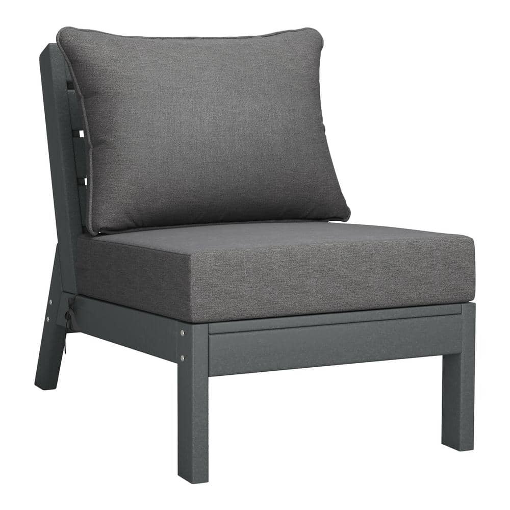 Birchwood Outdoor Patio Deep Seating HDPE Armless Lounge Chair in Grey with Grey Cushions price history on PriceWatchPro