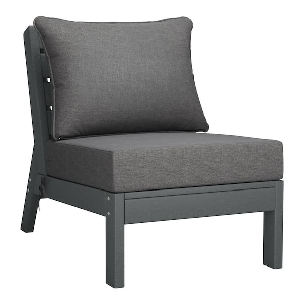 Westin Outdoor Birchwood Outdoor Patio Deep Seating HDPE Armless Lounge Chair in Grey with Grey Cushions