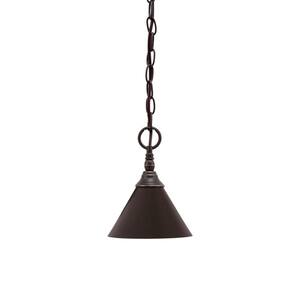 Elva 100-Watt 1-Light Black Copper Shaded Pendant Light with