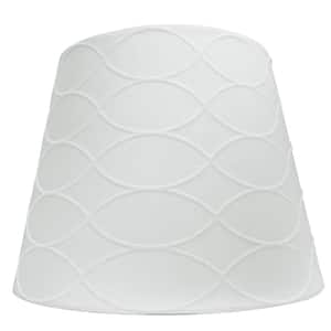 Mix and Match 10 in. Dia x 8 in. H White on White Pattern Round Accent Lamp Shade