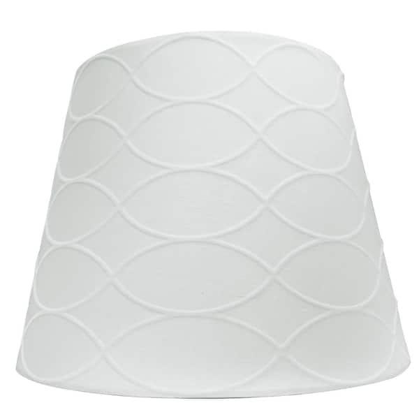 Hampton Bay Mix and Match 10 in. Dia x 8 in. H White on White Pattern Round Accent Lamp Shade