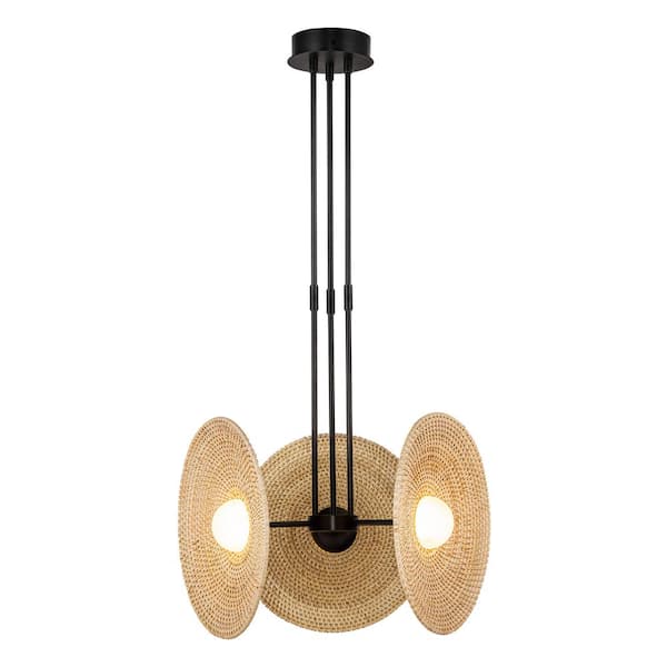 ALORA Harbour 18 in. 1 Light 25-Watt Urban Bronze/Woven Integrated LED Pendant Light