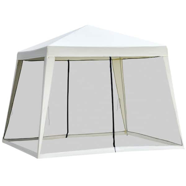 10 ft. x 10 ft. White Event/Party Tents Outdoor Canopy Tent with Mesh Sidewalls