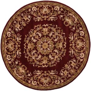 Heritage Red 4 ft. x 4 ft. Round Border Area Rug