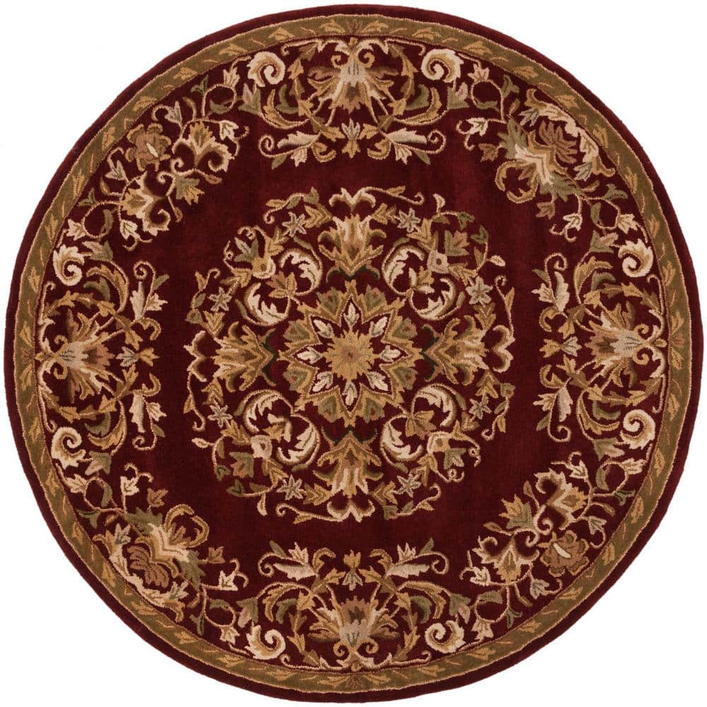 Handmade Red Wool 6' Round Tufted Area Rug