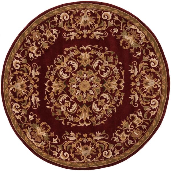 SAFAVIEH Heritage Red 8 ft. x 8 ft. Round Border Area Rug