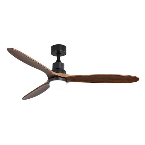 Clihome 60 in. W Indoor Remote Contral Noiseless Walnut Ceiling Fan with Light in Black Frame