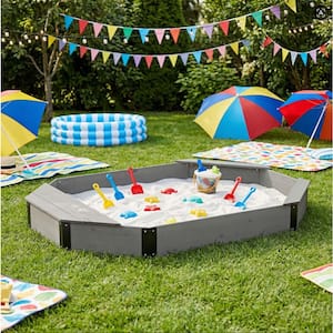 VEVOR Wooden Sandbox with Cover, 6 ft. W x 6 ft. L Octagonal