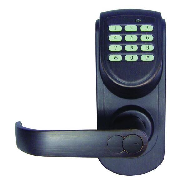 Design House Brushed Bronze Electronic Keypad Entry Lever with Left-Hand
