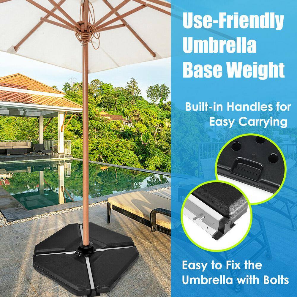 Black Triangular Plastic Outdoor Umbrella Base Set