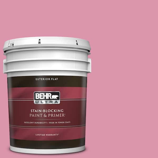 BEHR ULTRA 5 gal. #110B-4 Foxy Pink Flat Exterior Paint & Primer
