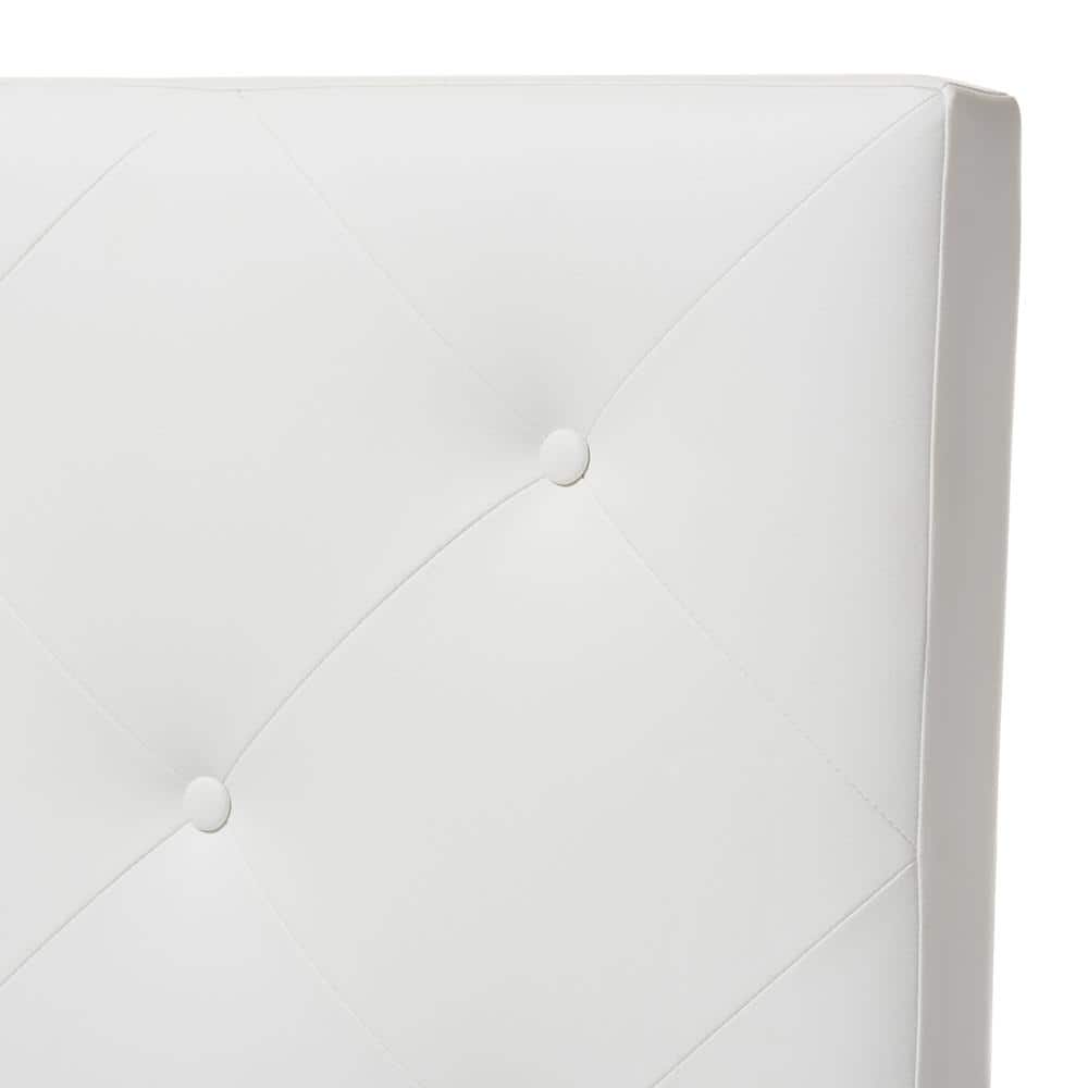 White Faux Leather Tufted Queen Upholstered Headboard