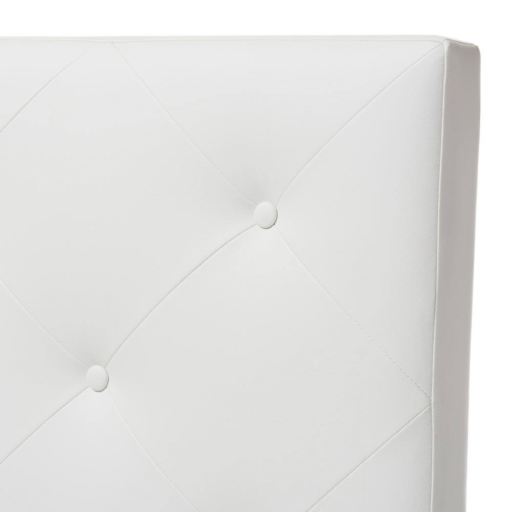 Full White Faux Leather Tufted Upholstered Headboard