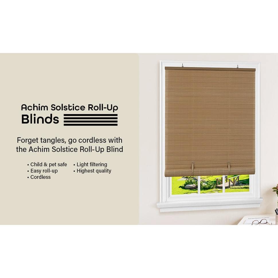 Cordless Solstice 48"x72" Vinyl Roll-Up Blind in Woodtone