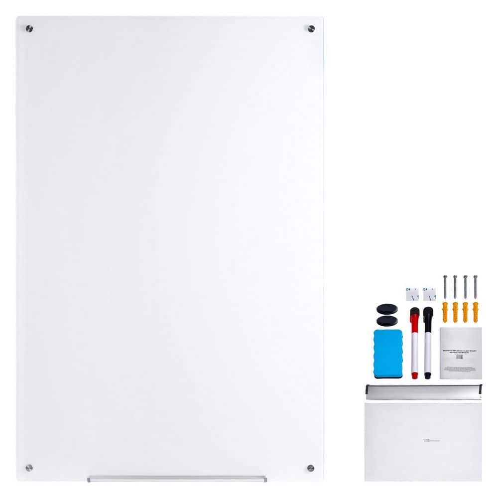Magnetic Glass board, 36 in. x 24 in., Wall-Mounted Large White Glassboard without Framed, Framed, Dry Erase Memo Board price history on PriceWatchPro