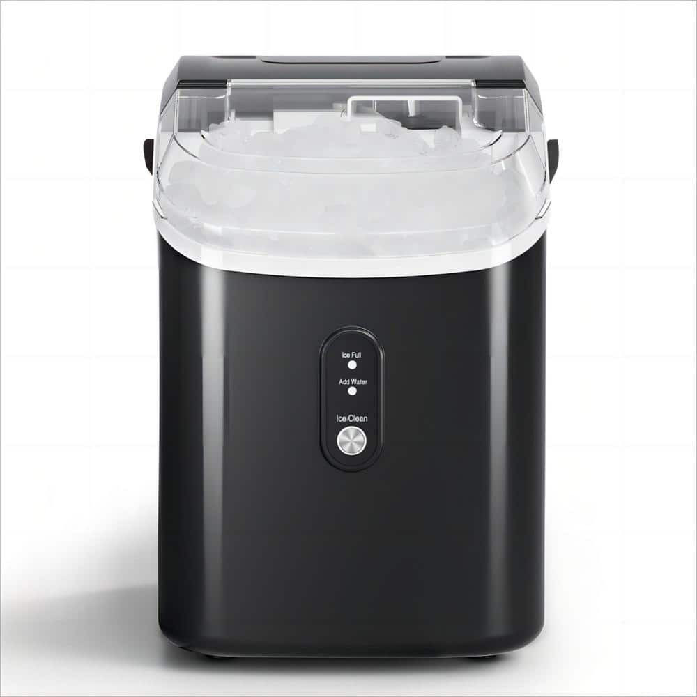 8.66in. 33 lb. Nugget Countertop Portable Ice Maker with Soft Chewable Ice & Self Clean in Stainless Steel Black -  COWSAR, ZBJ-Z5815SNH-BK