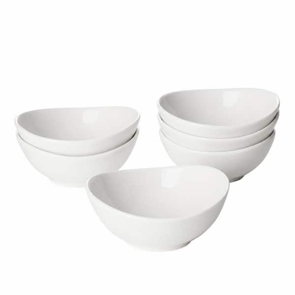 White Porcelain Condiment Bowls, 4 oz. Mini Ceramic Serving Bowls, Set of 6 for Sauce, Salsa, Snacks