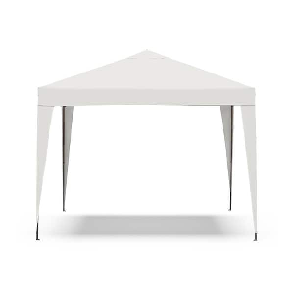 Furniture of America Clearbrook 10 ft. x 10 ft. White Outdoor Easy Pop-Up Tent with Adjustable Legs