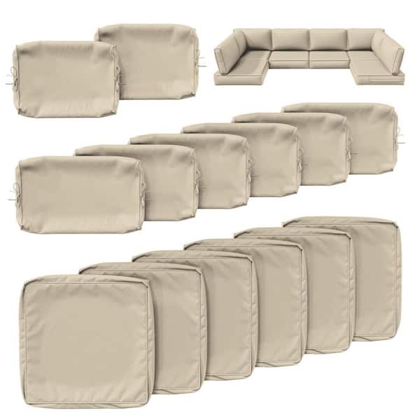 14-Piece 25.5 in. Outdoor Cushion Covers Cream