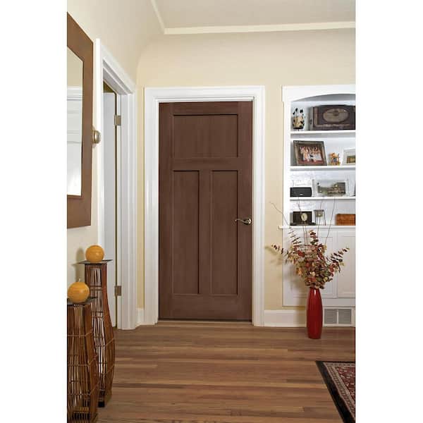 36 in. x 80 in. Craftsman Milk Chocolate Stain Solid Core Molded Composite MDF Interior Door Slab