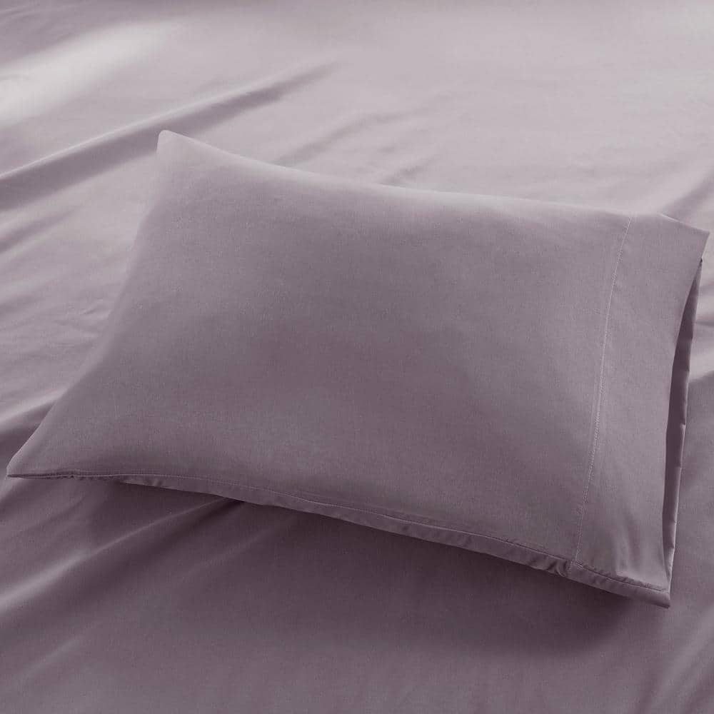 Twin XL Purple Microfiber and Cotton Sheet Set