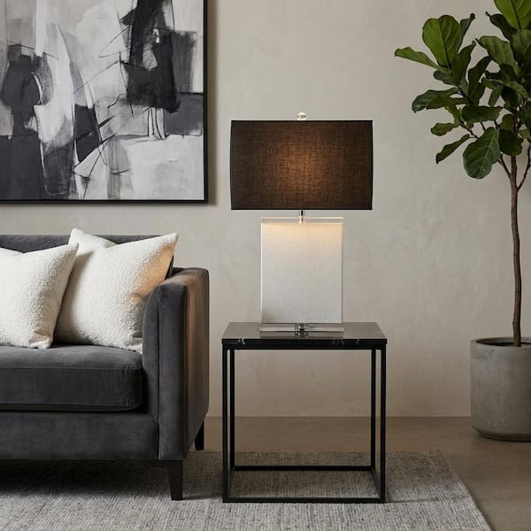 28.5 in. White/Black Modern Crystal Table Lamp
