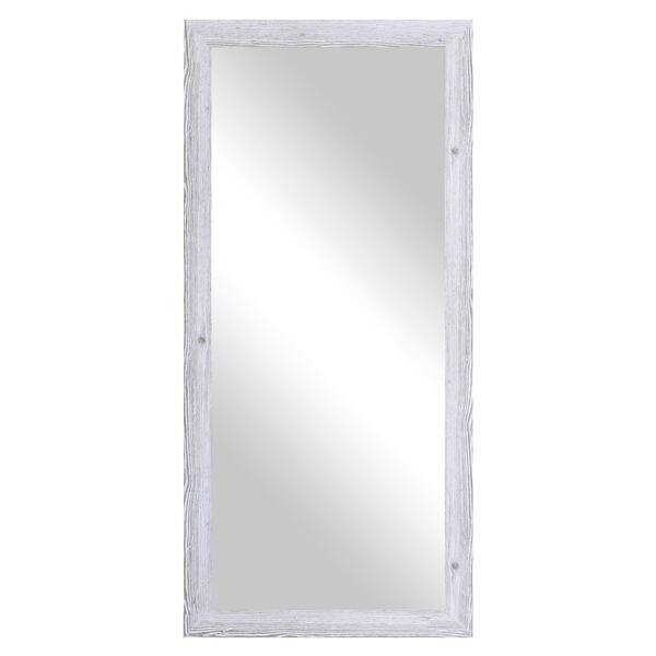 Rayne Mirrors Modern Rustic (36 in. W x 33 in. H) White Distressed MDF Wide Rectangle Mirror