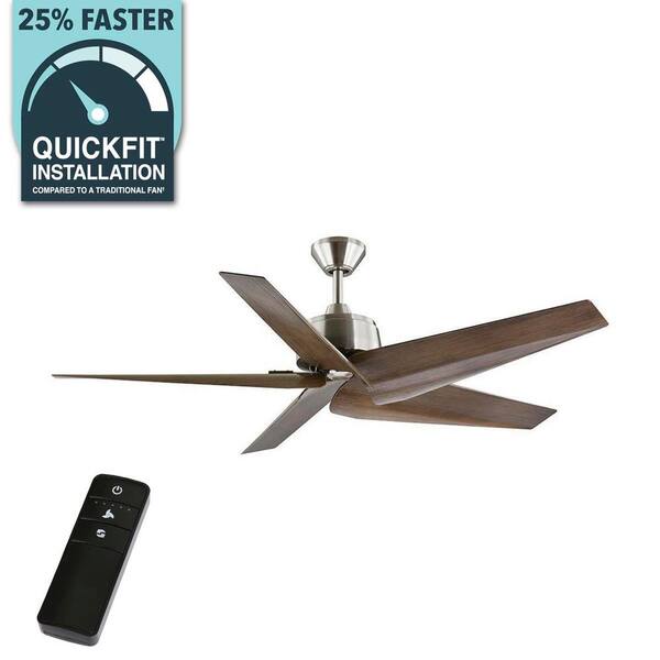 Feldner 60 in. Indoor/Covered Outdoor Brushed Nickel Smart Ceiling Fan with Remote Control Powered by Hubspace