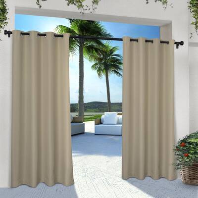 Cabana Taupe Solid Polyester 54 in. W x 108 in. L Grommet Top, Room Darkening Curtain Panel (Set of 2)