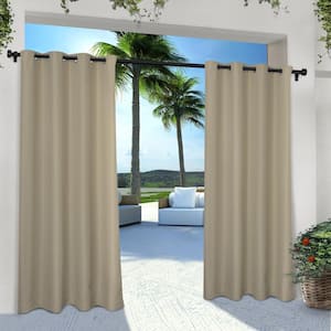 Cabana Taupe Solid Light Filtering Grommet Top Indoor/Outdoor Curtain, 54 in. W x 108 in. L (Set of 2)