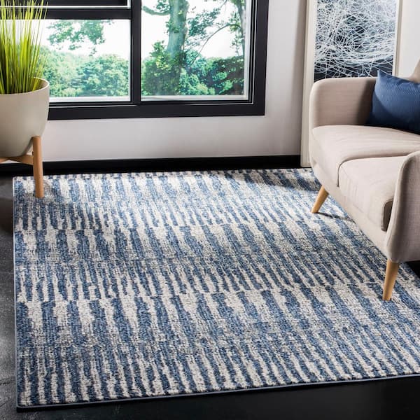 Galaxy 2 ft. x 4 ft. Navy/Light Gray Vertical Striped Area Rug