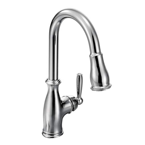 MOEN Brantford Single-Handle Pull-Down Sprayer Kitchen Faucet with Reflex and Power Boost in Chrome