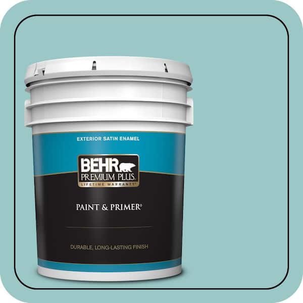 BEHR PREMIUM PLUS 5 gal. #MQ6-08 Aquifer Satin Enamel Exterior Paint & Primer