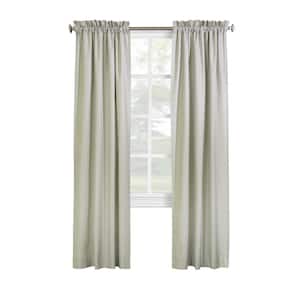 Ticking Stripe Sage Polyester Smooth 40 in. W x 72 in. L Rod Pocket Indoor Room Darkening Curtain (Double-Panels)