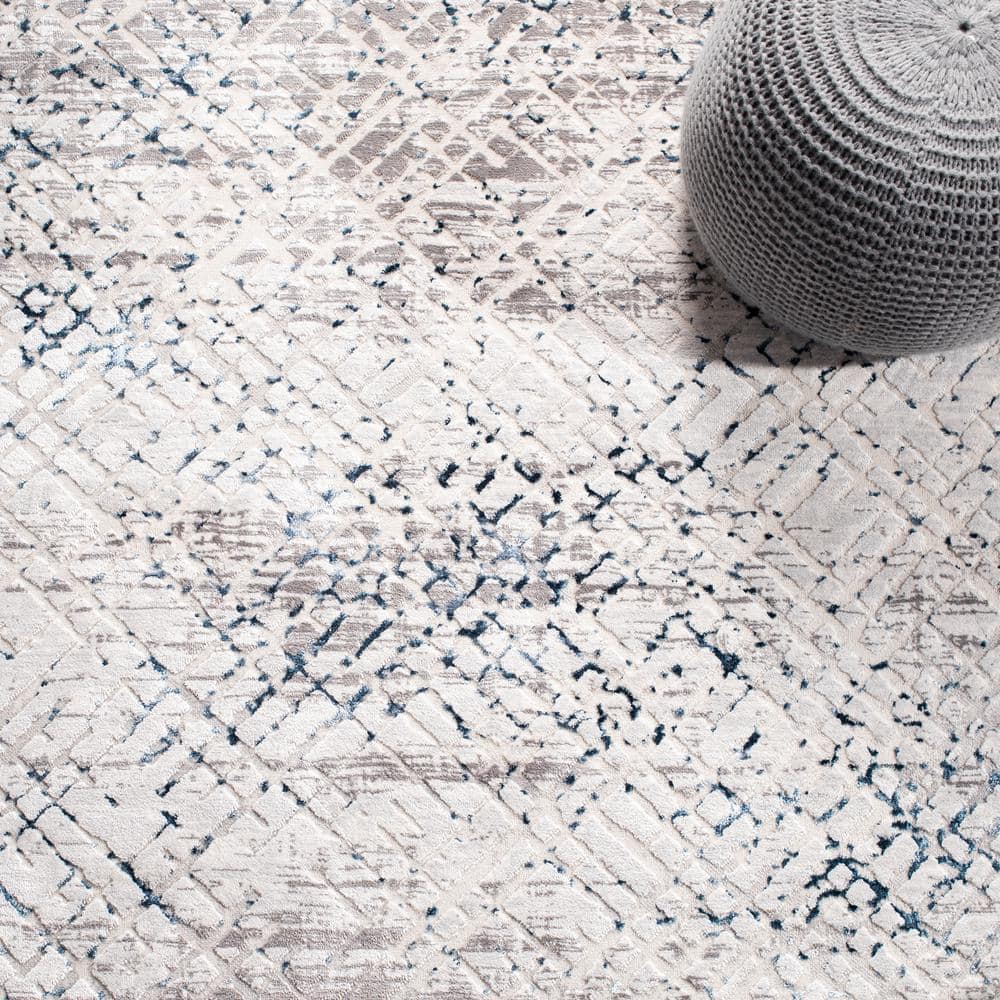 Amalfi 5'3" x 7'6" Gray and Navy Abstract Wool Rug